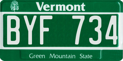 VT license plate BYF734