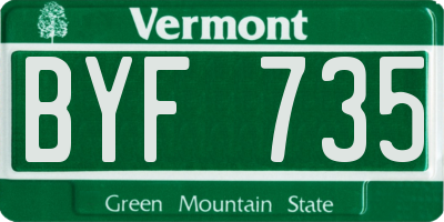 VT license plate BYF735