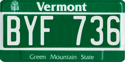 VT license plate BYF736