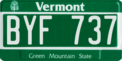 VT license plate BYF737