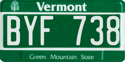 VT license plate BYF738
