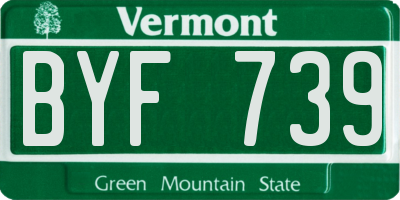 VT license plate BYF739
