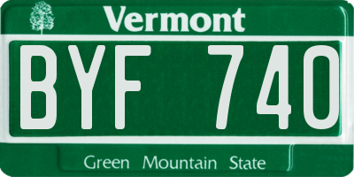 VT license plate BYF740