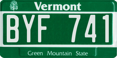VT license plate BYF741