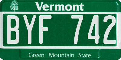 VT license plate BYF742