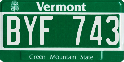 VT license plate BYF743