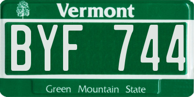 VT license plate BYF744