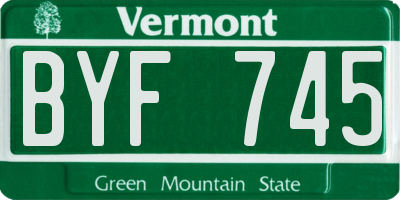 VT license plate BYF745