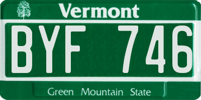 VT license plate BYF746