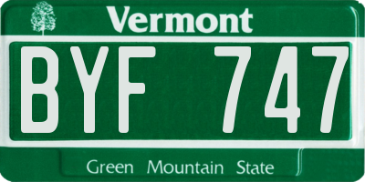 VT license plate BYF747