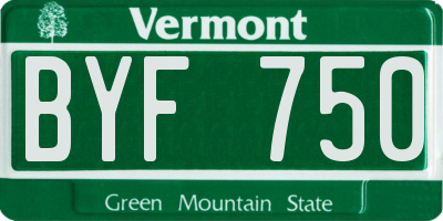 VT license plate BYF750