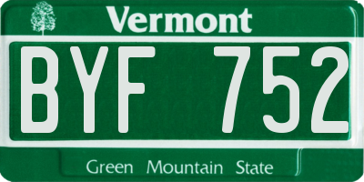 VT license plate BYF752