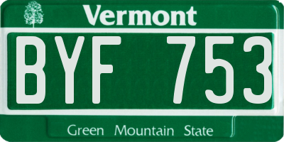 VT license plate BYF753