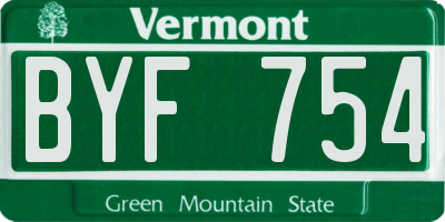 VT license plate BYF754