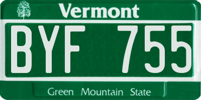 VT license plate BYF755