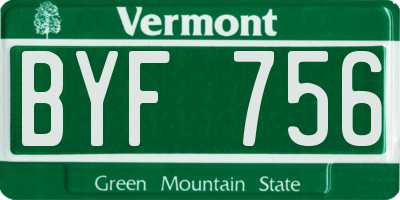 VT license plate BYF756