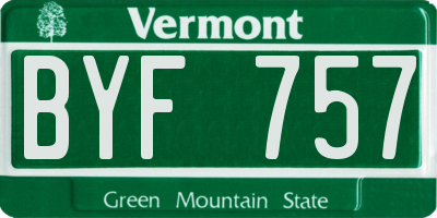 VT license plate BYF757