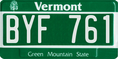 VT license plate BYF761