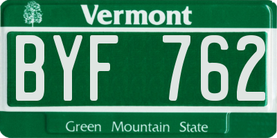 VT license plate BYF762