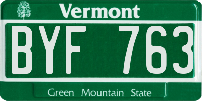 VT license plate BYF763