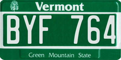VT license plate BYF764