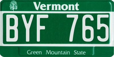 VT license plate BYF765