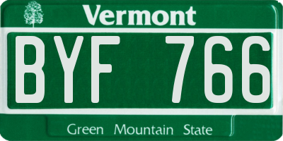 VT license plate BYF766