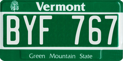 VT license plate BYF767