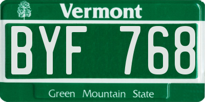VT license plate BYF768