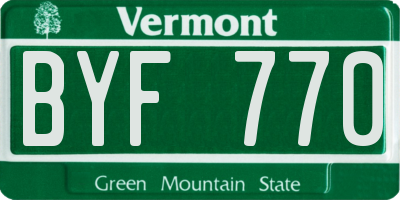 VT license plate BYF770