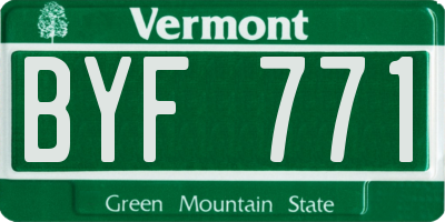 VT license plate BYF771