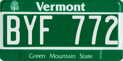 VT license plate BYF772