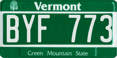 VT license plate BYF773