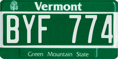 VT license plate BYF774