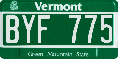 VT license plate BYF775