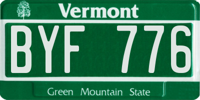 VT license plate BYF776