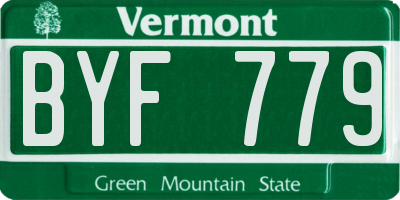 VT license plate BYF779