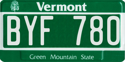 VT license plate BYF780