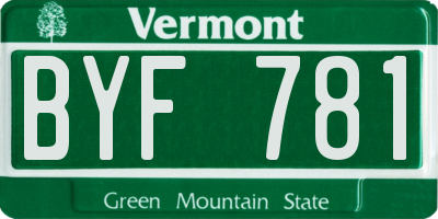 VT license plate BYF781
