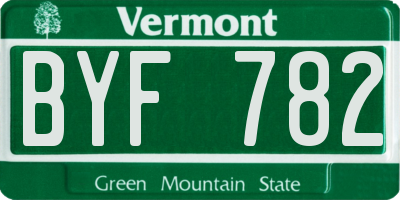 VT license plate BYF782
