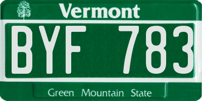 VT license plate BYF783
