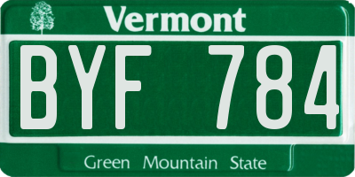 VT license plate BYF784