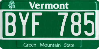 VT license plate BYF785