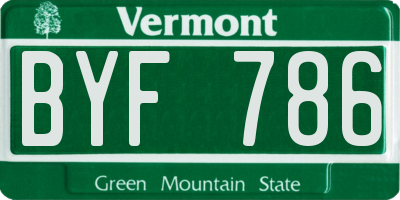 VT license plate BYF786