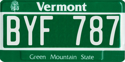 VT license plate BYF787