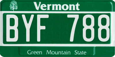 VT license plate BYF788