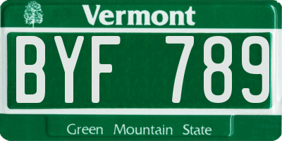 VT license plate BYF789