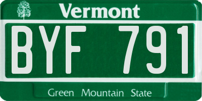 VT license plate BYF791