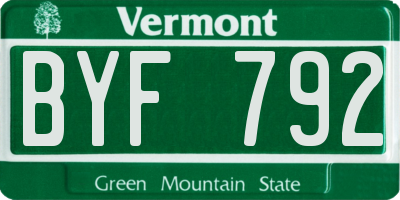 VT license plate BYF792