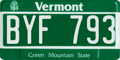 VT license plate BYF793